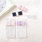 リボン×ダマスク柄iPhoneケース