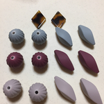 マットアクリルビーズ12個&べっ甲パーツ2個セット♡ピアスやイヤリングに☆