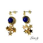 瑠璃色 地球儀🌍 ラピスラズリ lapis lazuli 星の流星群 イヤリング／ピアス 樹脂