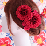 ＊鮮やかダリアとローズ紫陽花の和髪飾りセット＊ダリア　ヘッドドレス　和　袴　着物　和装　ウェディング