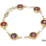 レジン/2トーンカラーブレスレット＜レッド&パープル＞