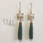 六芒星タッセルピアス◇パール◇