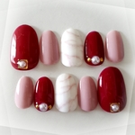 大理石ネイルOrchid×Bordeaux