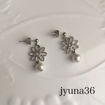 すかしお花とコットンパール/シルバー