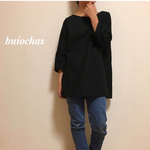 リネン　シンプルチュニック（black）