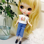 ラビットデニムパンツコーデ 22㎝ドール服
