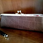 ◆【再販3】帆布の型押しクロコダイル柄メガネケースブラウン*ペンケース*バレンタイン*メンズ*プレゼント◆