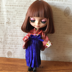 ブライス リカちゃん サイズ 袴セット 赤x青