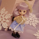 オビツ11用お洋服 雪の結晶ワンピースセット(2017 茶×水色)
