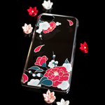 和 あんみつ娘♡スマホケース♡着物に♡椿と梅 （背景透明バージョン）iPhone7 Plus （その他 iPhone対応） 和柄 和小物 手描き風 着物 花柄  iPhone８Plus SE/X