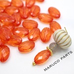 【カットクリアオーバル＊両穴＊20個】【6#オレンジ】ヴィンテージ風にも◎beads-248-c6-m