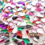 【送料無料】　No.6430　しずく形アクリルストーン　４mm／５mm　１５色　MIX３５０個セット