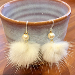 ミンクファー(ホワイト) コットンパール 樹脂ピアス