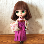 ブライス リカちゃん サイズ 袴セット 白x紫