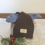 結ぶ巾着袋☆お弁当袋☆小物入れ☆ドットとお花