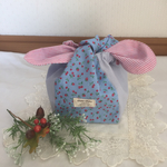 結ぶ巾着袋☆お弁当袋☆小物入れ☆サクランボ
