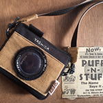 カメラポシェット（ブラック×ベージュ)