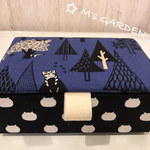 猫柄ふた付ボックス　(カルトナージュ)