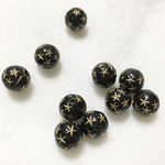 丸玉星模様線入り 12mm【6粒】ブラックアンティーク調