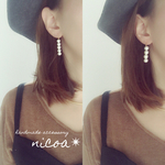 連なるパールのシンプルピアス✳︎イヤリング