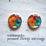 まるい押し花の耳かざり（イヤリングorピアス）　その5