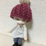  三角ニット帽：ピンク