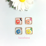 ♡×100！再販！北欧お花のスクエアピアス〜お花2つ