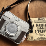 再販カメラポシェット(グレー×ダークブラウン)