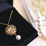 【k16gp】luxury rose with zircon  necklace
