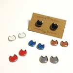 金縁ネコのシンプルピアス/ノンホールピアス