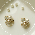 ♡100 ハンドメイド ラウンドビジューピアス   イヤリング パーティー結婚式 二次会等に