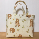 森のくまさん柄ミニトートバッグ＊クリーム