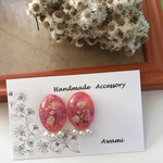 お花いっぱいパールピアス（ピンク）