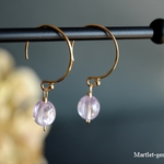 14kgf 桜色クンツァイト 天然石ピアス/イヤリング