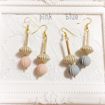 春色♡マットビーズの大ぶりピアス