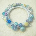 **sleeper**  いろいろビーズのシュシュブレス/パステルアクアリウムA