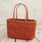 新色！テラコッタ色の花編みクラフトかごバックLサイズ