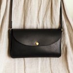 ■【　 snap　】 wallet Fasnar Bag / 栃木レザー　Oil　BLACK　】