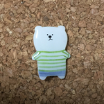 緑ボーダーのしろくまブローチ