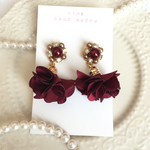 再販♡フラワータッセルピアス(ワインレッド)♡送料込み