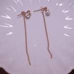 クリスタル&ゴールドロングチェーン ピアス