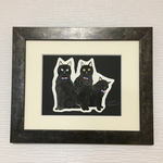 黒猫三兄弟(額付、原画)