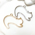 のび猫　空枠　２色４個入り　デコ、レジン、アクセサリーパーツ