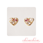 再販❣️コットンパール×ビジューのハートピアス♡