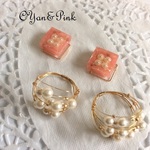 【送料無料】限定1個　✨新色✨　❤️２way!グラデーションスクエア＆バブルパールのイヤリング❤️