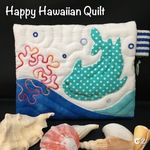 ジンベイザメのフラットポーチ☆ハワイアンキルト☆サンゴ②