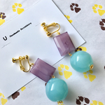 一点物 パステルカラーの大ぶりピアス イヤリング変更可