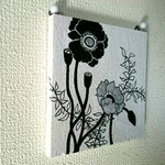 コルクボード原画🌼モノクロ北欧の花景色Ｂ🌼壁飾り