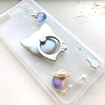 宇宙を旅する猫 シンプル iPhoneケース 銀河 ねこ スマホケース
