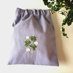 春の予感 クローバー 刺繍 バネポーチ 